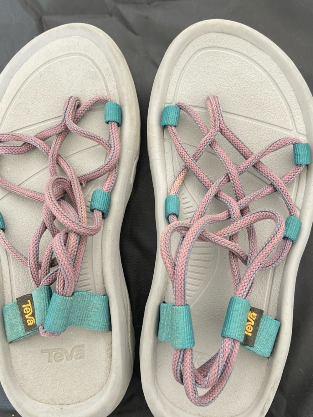 Teva Women's Pink and Teal Rope-Strap Sandals